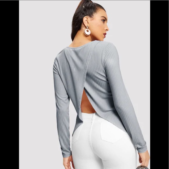 Tops - $SALE$   Split Back Ribbed Top